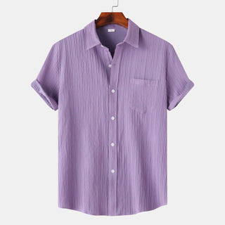 Men's Solid Color Polo Collar Short Sleeve Shirt Phosgene