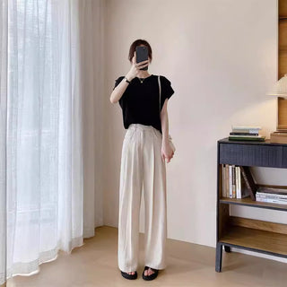 Tencel Linen Wide-leg Pants Thin High Waist Casual Sun-proof Cotton Linen Straight Trousers Phosgene