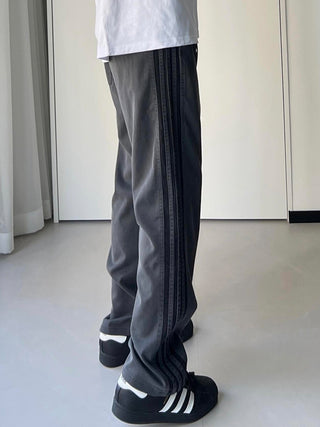 Three-bar American Retro Side Striped Sports Pants Phosgene