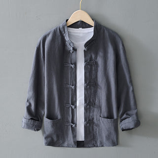 Linen Tang Suit Men's Youth Jacket Tea Suit Chinese Casual Jacket Phosgene