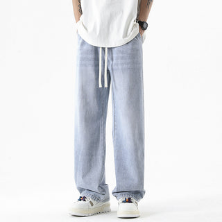 Men's Loose Straight Elastic Waist Wide Leg Casual Trousers Phosgene