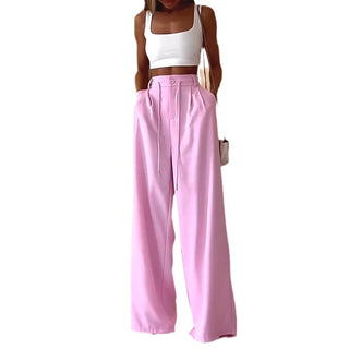 Women's Suit Summer Fashion Casual Solid Color Loose Trousers Two-piece Set Phosgene