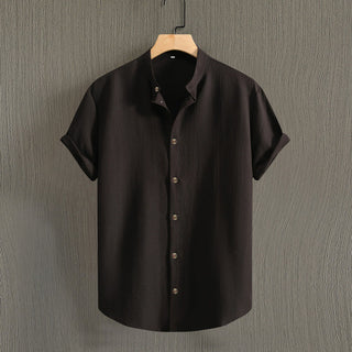 Men's Fashion Casual Stand Collar Short Sleeve Shirt Phosgene