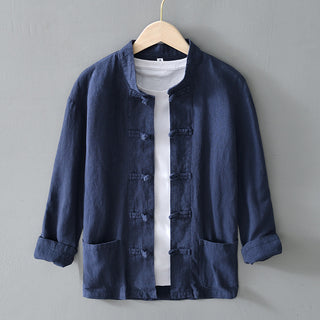 Linen Tang Suit Men's Youth Jacket Tea Suit Chinese Casual Jacket Phosgene