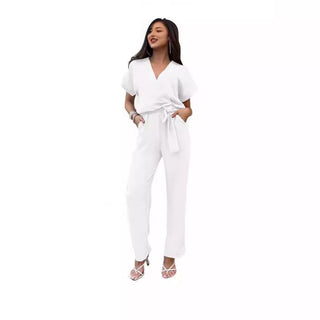 Women's V-neck Pocket Jumpsuit Phosgene