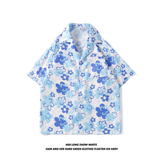 Men's And Women's Retro Hong Kong Style Beach Printed Shirt Phosgene