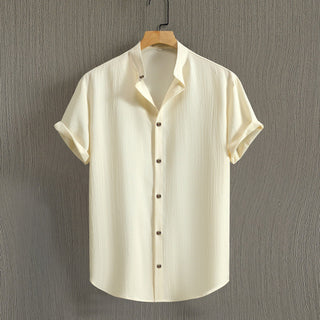 Men's Fashion Casual Stand Collar Short Sleeve Shirt Phosgene