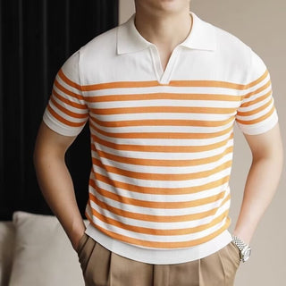 Men's Fashion Striped Casual Thin Half Sleeve Top Phosgene