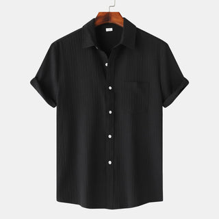 Men's Solid Color Polo Collar Short Sleeve Shirt Phosgene