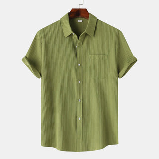 Men's Solid Color Polo Collar Short Sleeve Shirt Phosgene