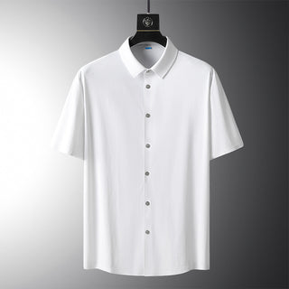 High-grade Ice Silk Short Sleeve Shirt Men's High-grade Stretch Phosgene