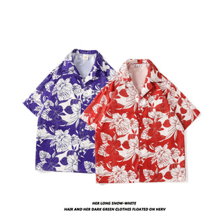 Men's And Women's Retro Hong Kong Style Beach Printed Shirt Phosgene