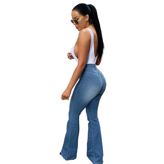 Women's Stretch High Waist Denim Pants Micro-pull Horseshoe Pants Phosgene