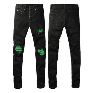 American Street Washing Process Green Patch Jeans Phosgene