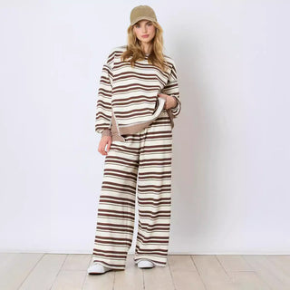 Striped Long-sleeved Trousers Casual Loose Two-piece Suit Phosgene