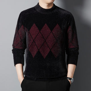 Men's Fashion Round Neck Thickened Ferret Velvet Sweater Phosgene