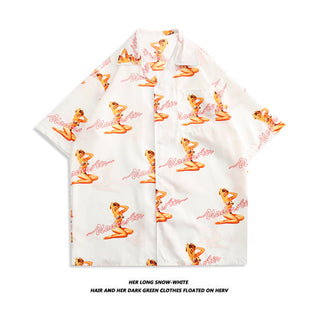 Men's And Women's Retro Hong Kong Style Beach Printed Shirt Phosgene