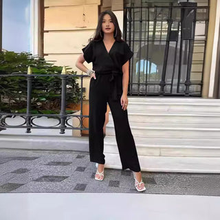 Women's V-neck Pocket Jumpsuit Phosgene