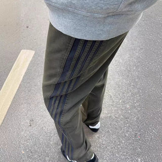 Three-bar American Retro Side Striped Sports Pants Phosgene