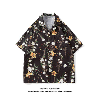 Men's And Women's Retro Hong Kong Style Beach Printed Shirt Phosgene