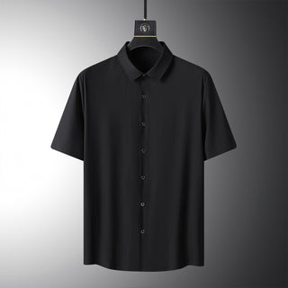 High-grade Ice Silk Short Sleeve Shirt Men's High-grade Stretch Phosgene