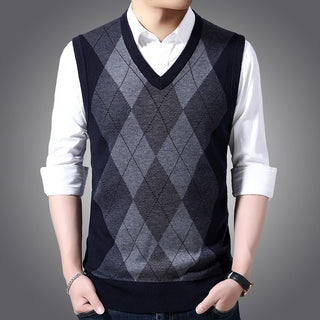 Factory Direct Sales Winter Wool Knitted Vest Middle-aged And Elderly Men's Thickened Sweater Phosgene