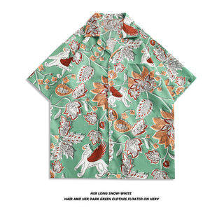 Men's And Women's Retro Hong Kong Style Beach Printed Shirt Phosgene