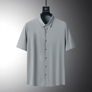 High-grade Ice Silk Short Sleeve Shirt Men's High-grade Stretch Phosgene