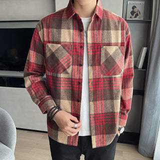 Men's Versatile Casual Loose Brushed Soft Shirt Coat Phosgene