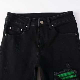 American Street Washing Process Green Patch Jeans Phosgene