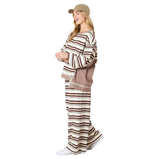 Striped Long-sleeved Trousers Casual Loose Two-piece Suit Phosgene