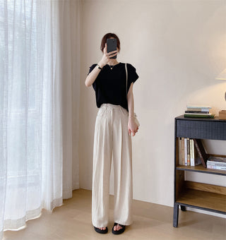 Tencel Linen Wide-leg Pants Thin High Waist Casual Sun-proof Cotton Linen Straight Trousers Phosgene