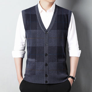 Men's Casual Loose Chicken Core Collar Knitted Vest Phosgene