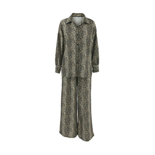 Fashionable Leopard Print Loose Ice Silk Pajamas For Women Phosgene