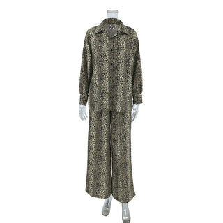 Fashionable Leopard Print Loose Ice Silk Pajamas For Women Phosgene