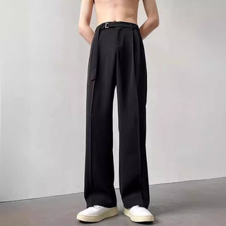 Black Casual Suit Pants Light Luxury Advanced Loose Drooping Straight Wide Leg Phosgene