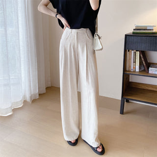 Tencel Linen Wide-leg Pants Thin High Waist Casual Sun-proof Cotton Linen Straight Trousers Phosgene