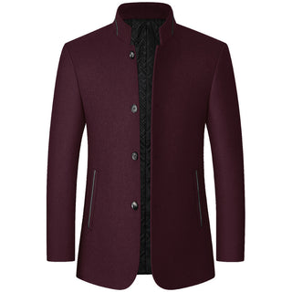 Standing Collar Middle-aged Men's Woolen Jacket Men's Zhongshan Suit - Phosgene