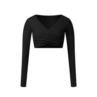 Tight Long Sleeve Cross Layered Sports Long Sleeve Brushed Top Phosgene