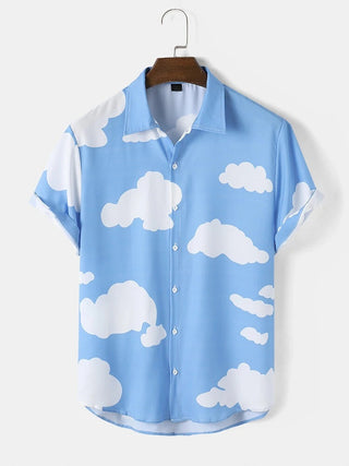 Men's Casual Multi-cloud Short-sleeved Shirt Phosgene