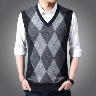 Factory Direct Sales Winter Wool Knitted Vest Middle-aged And Elderly Men's Thickened Sweater Phosgene