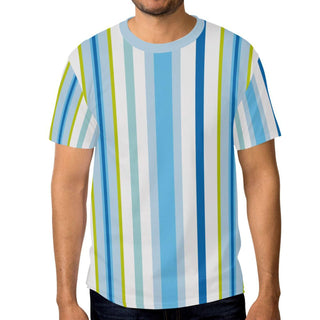 Men's 3D Printed Striped Color-block Crew Neck Short Sleeve Phosgene