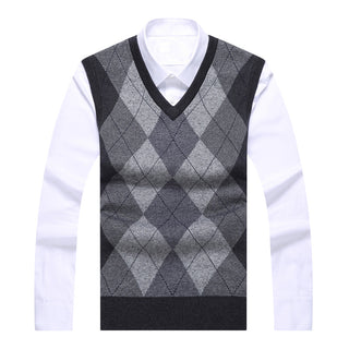 Factory Direct Sales Winter Wool Knitted Vest Middle-aged And Elderly Men's Thickened Sweater Phosgene