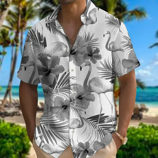 Plus Size Men's Fashion Digital Printing Short Sleeve Shirt Phosgene