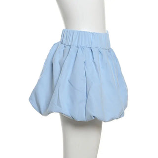 Pure Color All-matching Puffy High Waist Ultra Short Skirt Phosgene