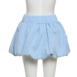 Pure Color All-matching Puffy High Waist Ultra Short Skirt Phosgene