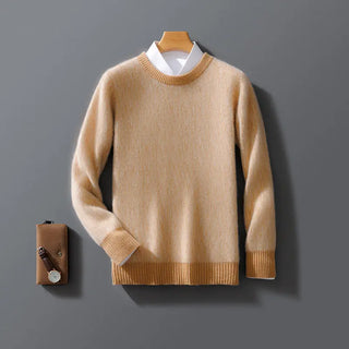 Pure Wool Men's Round Neck Loose Pullover Knitwear Business Thickened Underwear Sweater Phosgene