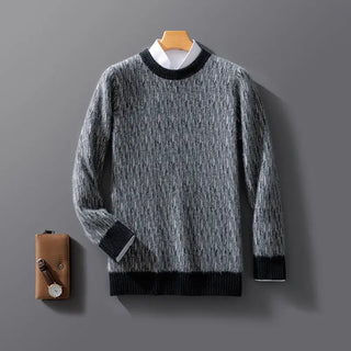 Pure Wool Men's Round Neck Loose Pullover Knitwear Business Thickened Underwear Sweater Phosgene