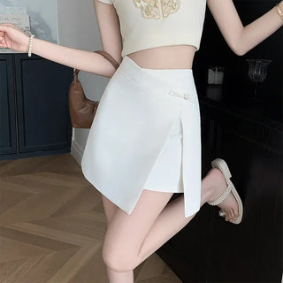 Retro Buckle Lace-up Skirt Women Phosgene