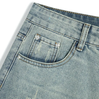 Retro Ripped Distressed Denim Shorts For Men Phosgene